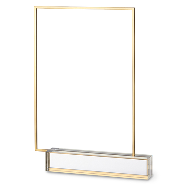 POS square display made from electroplated metal and acrylic base in gold