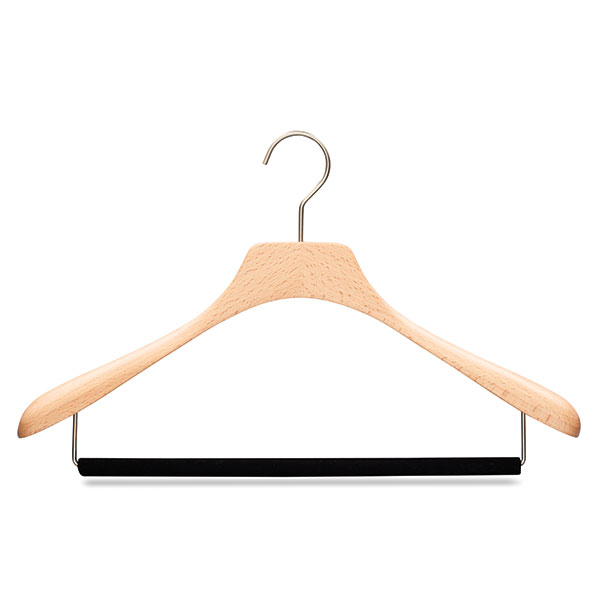 Beech wooden design clothing hanger with trouser holder