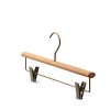Beech wooden design clothing hanger with bronse clips