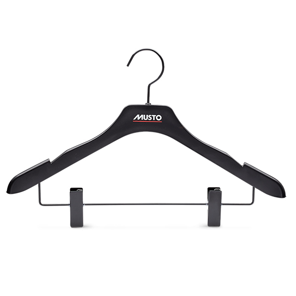 HP007 recycled plastic top hanger with clips in black finish, 44cm